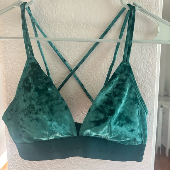 NWT green Velvet PINK Victoria’s Secret Bralette - Picture 1 of 3